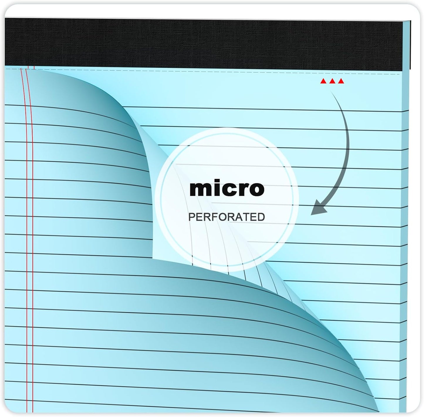 Blue Legal Pad Note Pads 8.5 x 11 inch, Wide Ruled Clear Print Writing Pads 30 Sheets/Pad, 20lb Colored Paper, Perforated Notepad with Sturdy Back (3 Pads Blue)