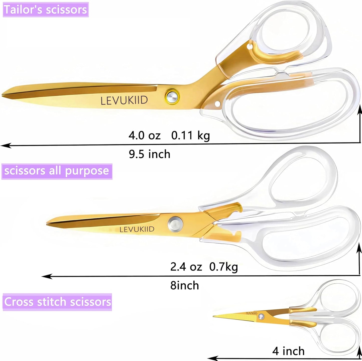 9 Inch All Purpose Scissors for Adults - Ins Style Clear Handle, 2Cr13 Stainless Steel Sharp Blade - Ideal for Fabric Crafts, Tailor's Shears - All-Purpose Fabric Scissors, Crafting & Office