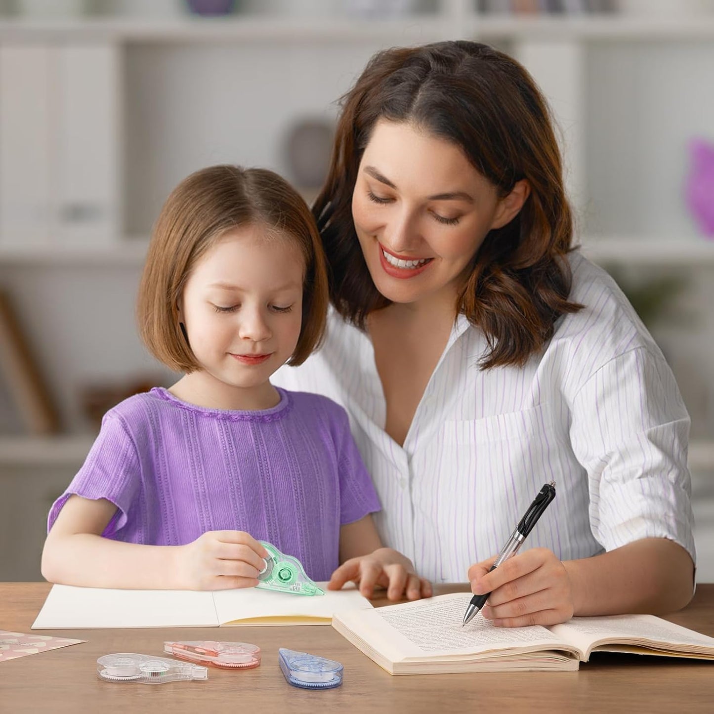 4 Pcs Colorful Core Correction Tape, 39.37 Ft White Wrong Out Tear-Resistant Bulk, Instant Corrections Easy to Use Applicator for School, Office, Note Taking, Journal (Tape Width 0.2 in)