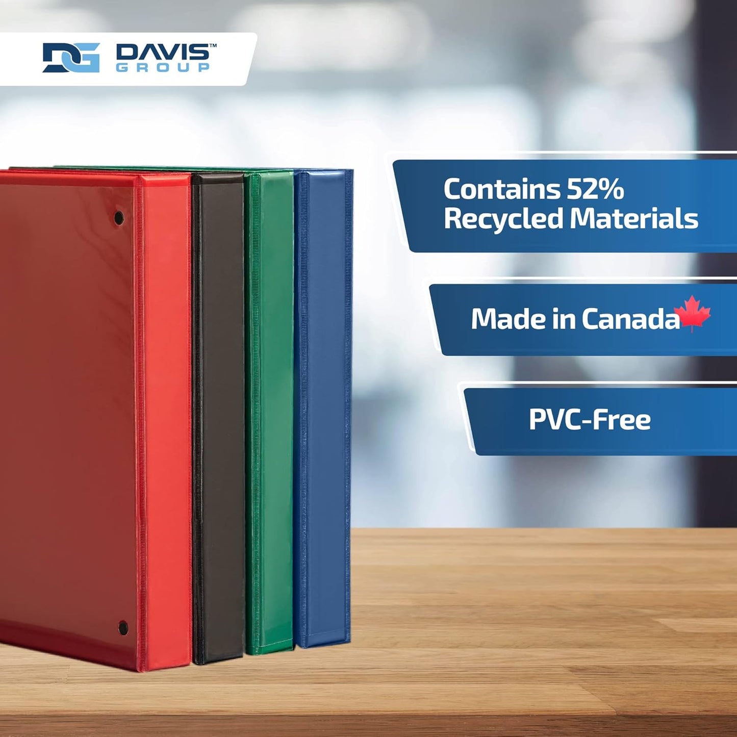 Easyview Premium 1.5-Inch Binders with Clear-View Covers, 3-Ring Binders for School, Office, or Home, Colored Binder Notebooks, Pack of 4, Round Ring, Classic Colors