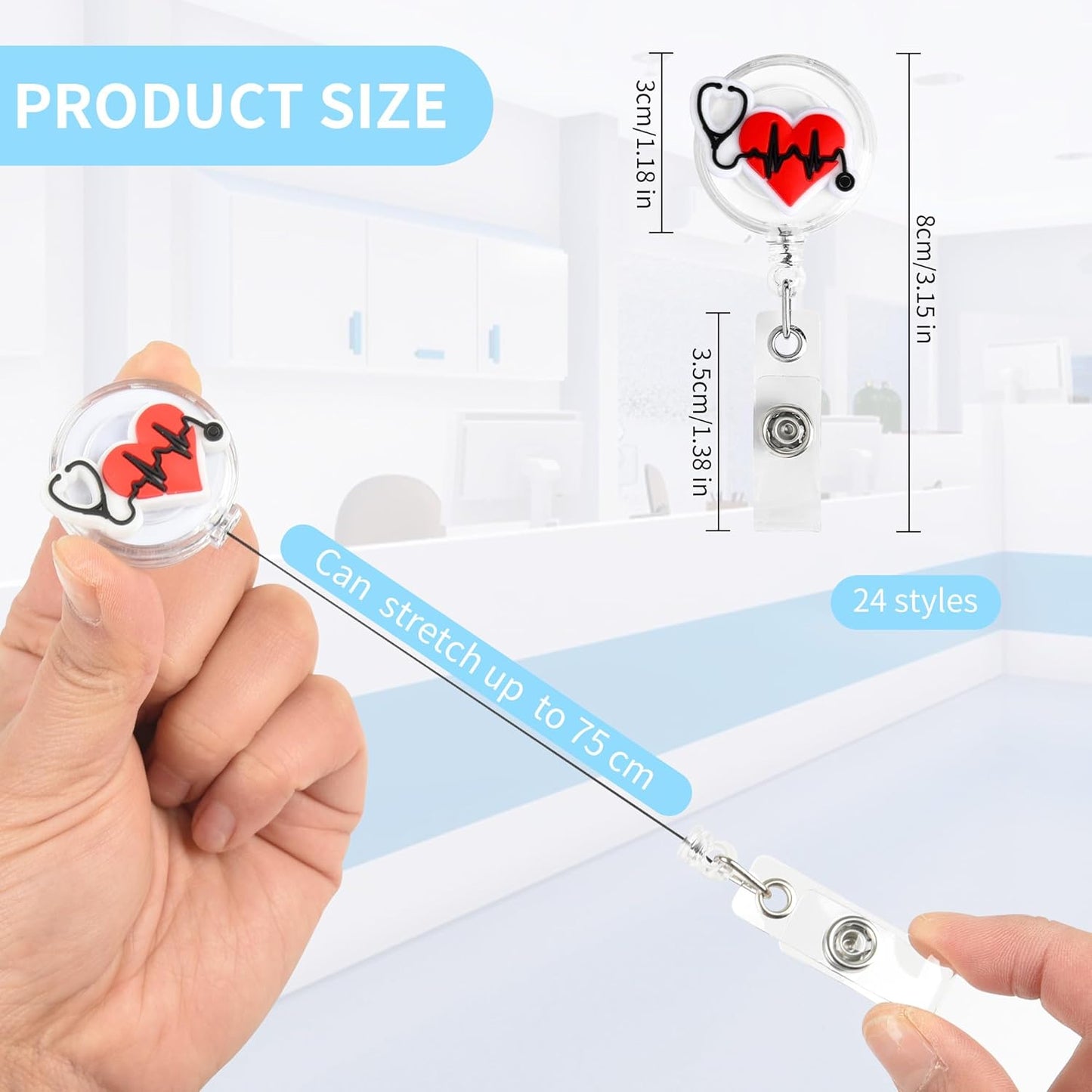 24Pcs Medical Badge Reel, Retractable Nursing ID Badge Holders Nurse Accessories for Doctor Medical Health Hospital Office Worker Gifts. (Nurse)