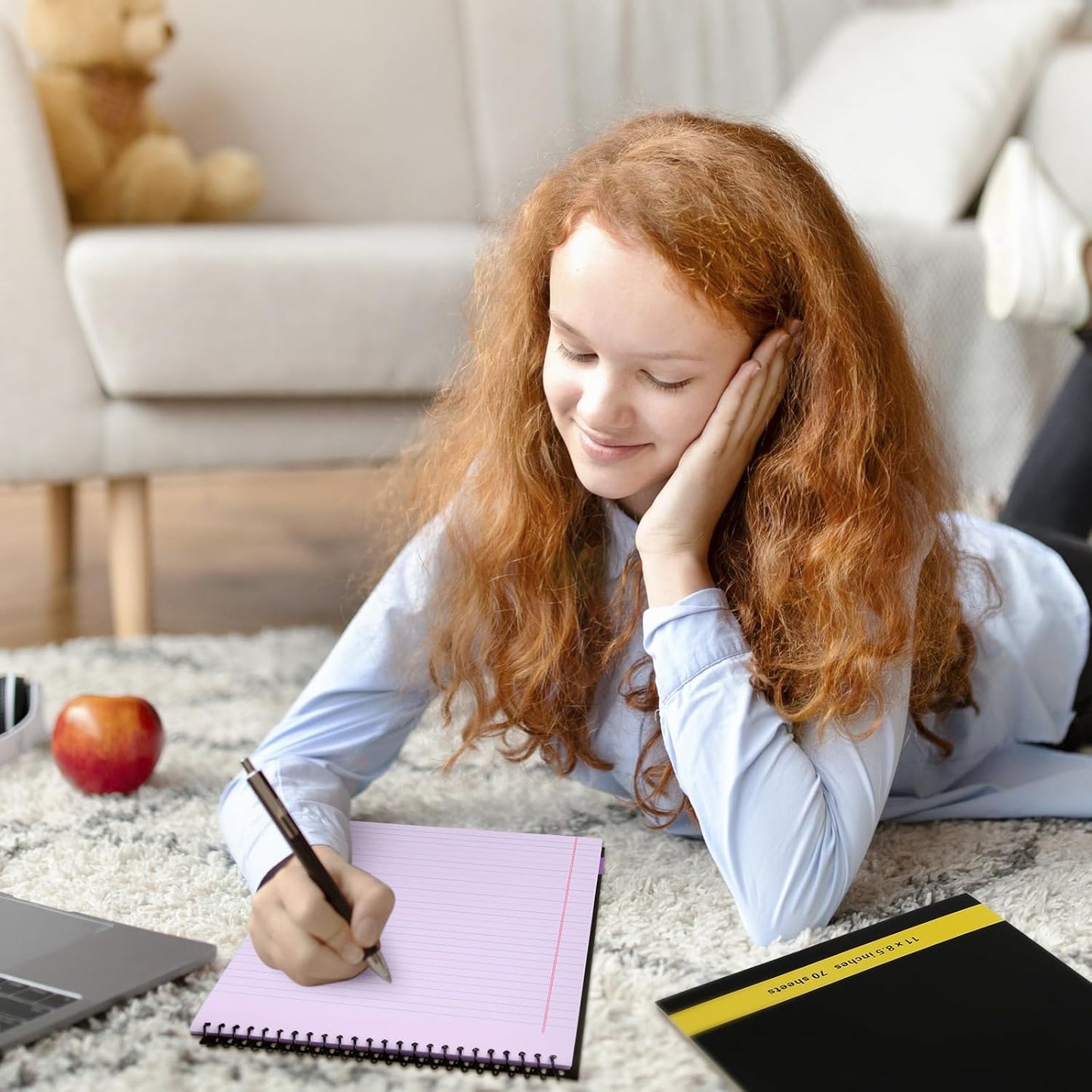 6 Pcs Legal Pad Top Spiral Bound Notebook 70 Sheets Wirebound Notepad Double Sided Ruled Memo Steno Pad with Stiff Back Cover for Business(8.5 x 11 Inches,No Holes,6 Colors)