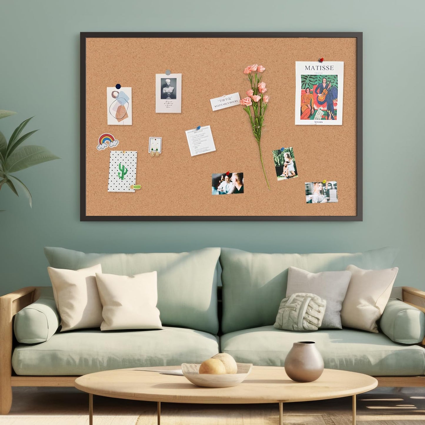 Board2by Cork Board Bulletin Board 48 x 36, Black Wood Framed 4x3 Corkboard, Office Board for Wall, Large Notice Pin Board for School, Home & Office