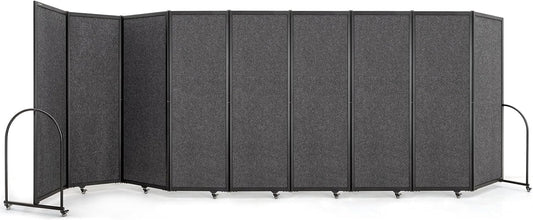 Folding Room Partition,Privacy Room Screen with Arms,Office Dividers Partition Wall,18'5"L* 6'7"H,Dark Grey