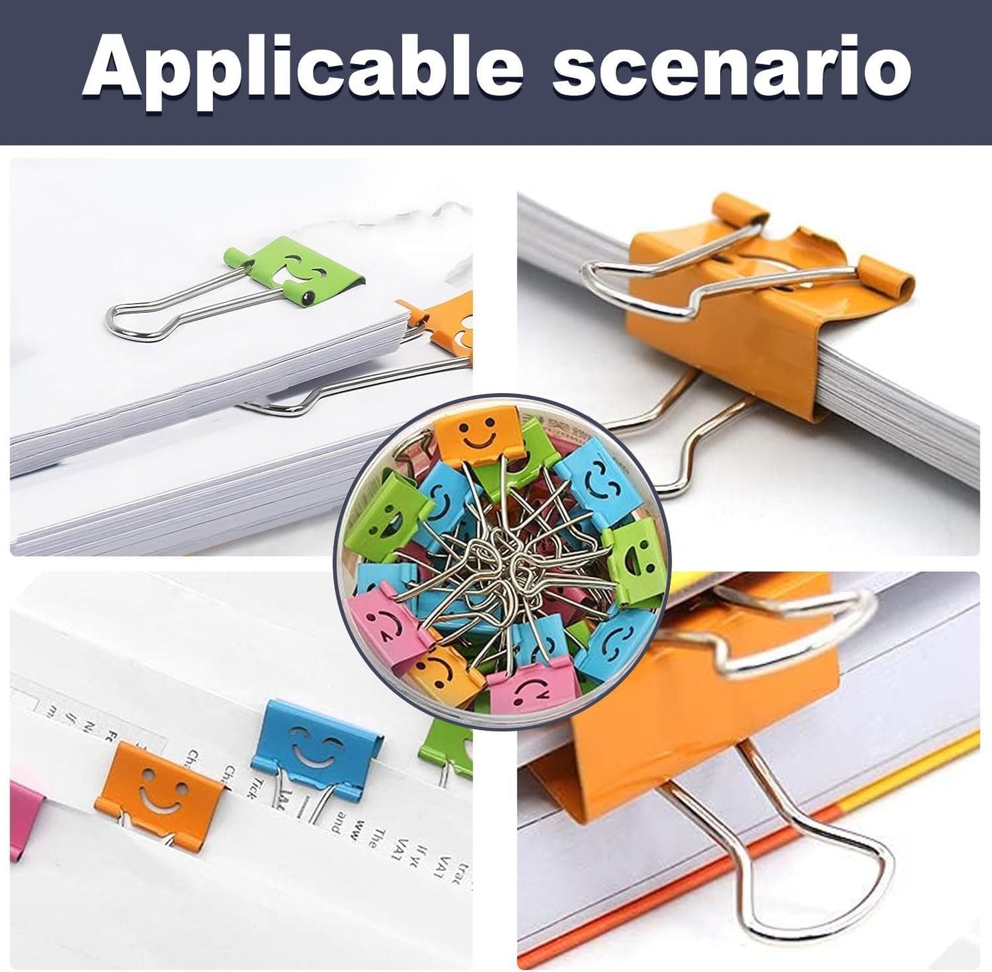 320 Pack Smiling Binder Paper Clips, Mini Metal Binder Clips for Kitchen, Send Goods from Local Warehouse, Cute Binder Clips, School Personal Document Organizing Classifying, Office, Paper Clamps