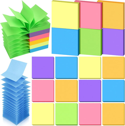 24 Pack Pop Up Sticky Notes 3 x 3 Refills 1200 Sheets Colored Sticky Notes Self Adhesive Memo Pads for Home Office Supplies(Dark Color, Classic)