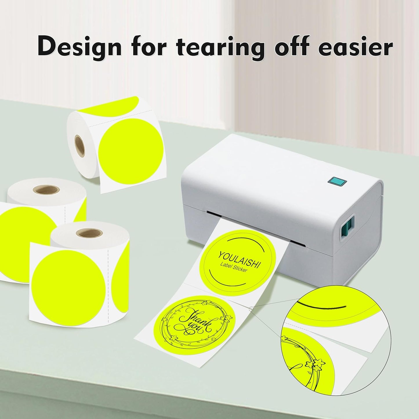 3 X 3 Inch Color Coding Dot Labels Circle Thermal Printable Waterproof 2000 Pcs Round Stickers Adhesive Writable for Office, Home, Garage, DIY Sticker, Barcodes, Name Tag, Fluorescent Yellow