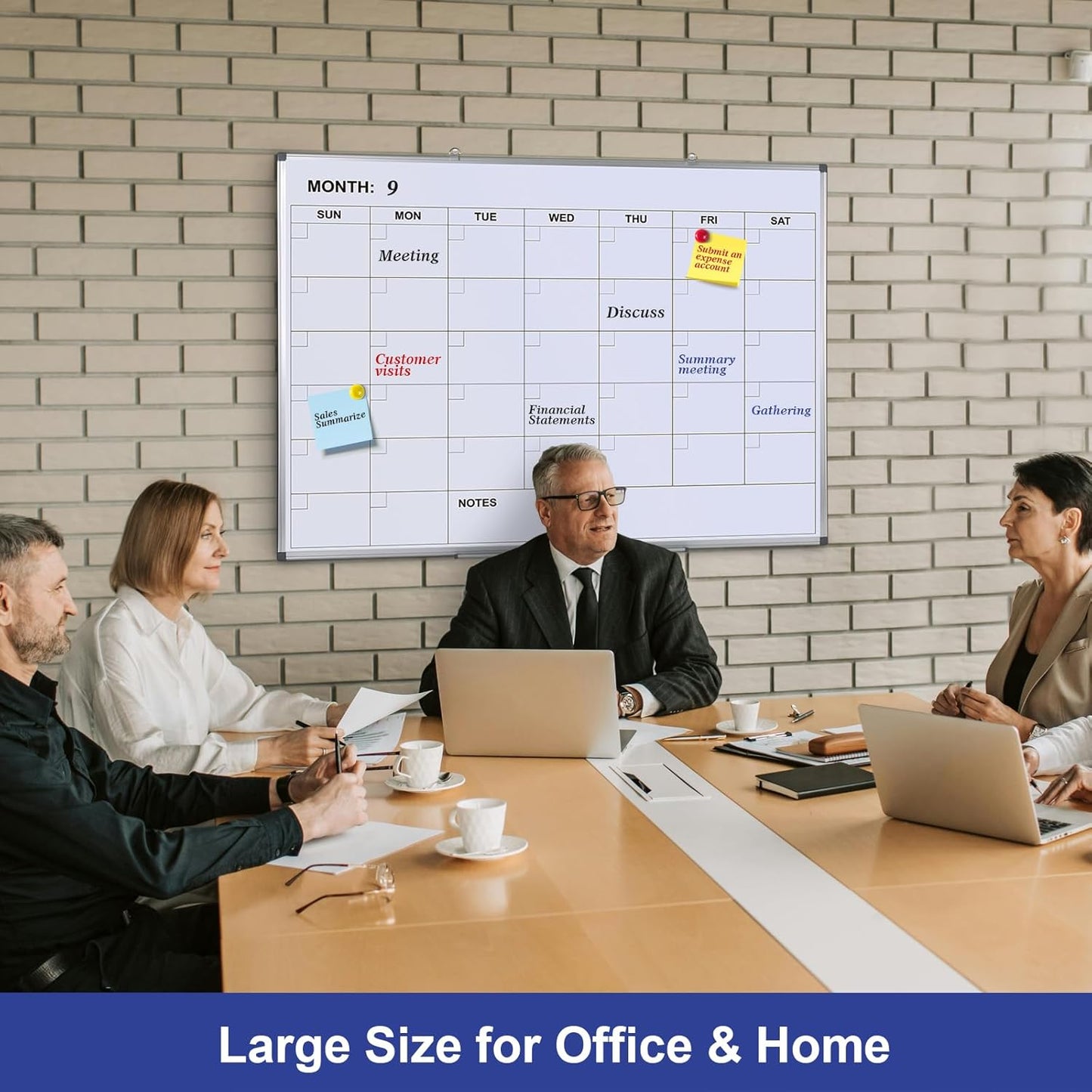 Comix Magnetic Dry Erase Calendar Whiteboard, 48 x 36 Inches Monthly Calendar Dry Erase Board for Wall, Aluminum Frame Planner White Board