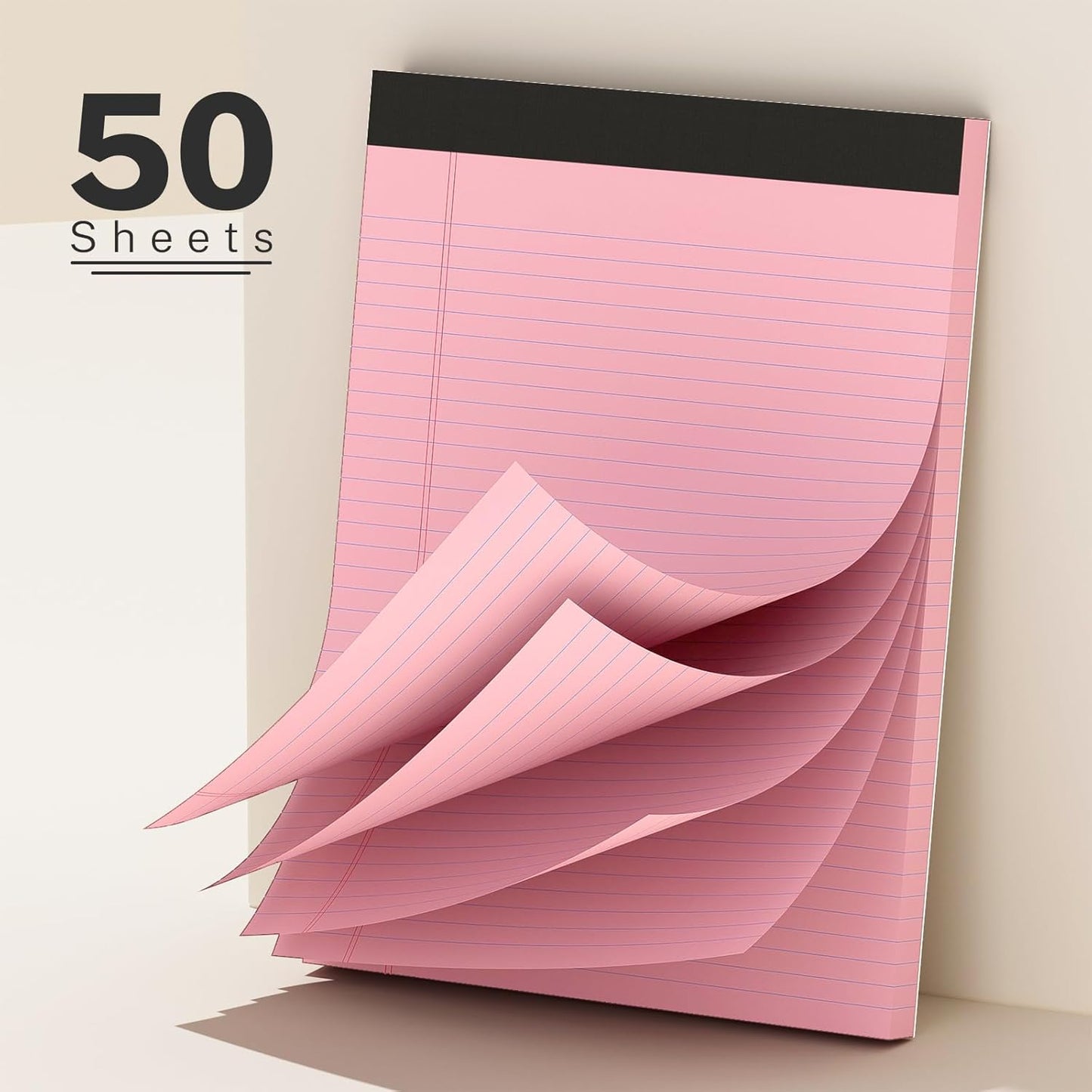 300 Sheets Pink Legal Pads 8.5 x 11 College Ruled Paper 6-Pack Note Pad Narrow Ruled 50 Sheets per Notepad Perforated Writing Pad Durable Sturdy Back 8x11 Pads of Paper