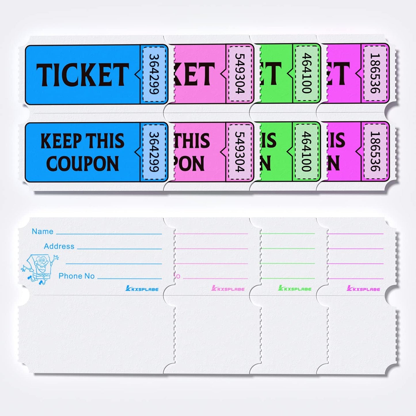 Fluorescence Raffle Tickets Double Roll 2000 Tickets Neon Purple 50/50 Tickets for Events, Entry, Class Reward, Fundraiser & Prizes
