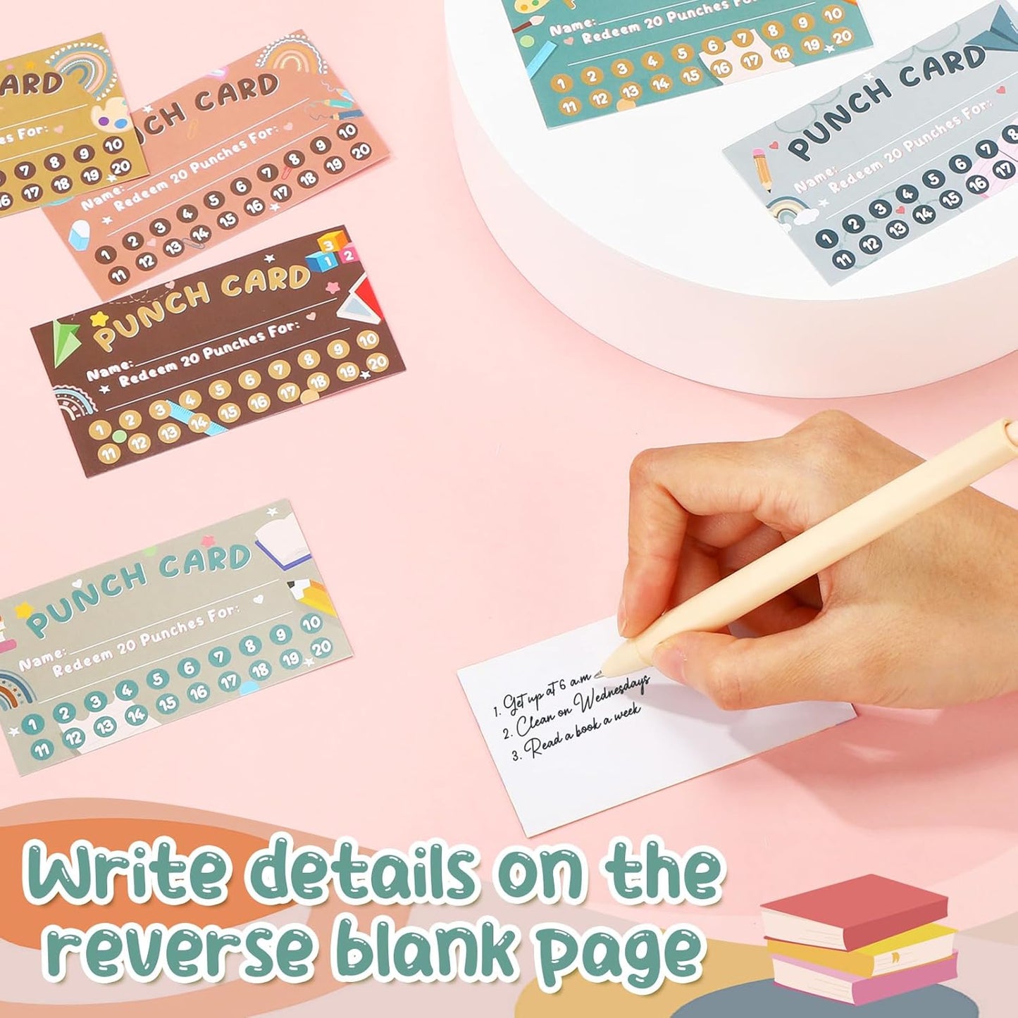 Fumete 400 Pcs Punch Cards for Classroom Reward Cards Behavior Incentive Loyalty Awards for Kids Students Teachers School Business, 8 Styles, 3.5 x 2 in(20 Morandi Punches Style)