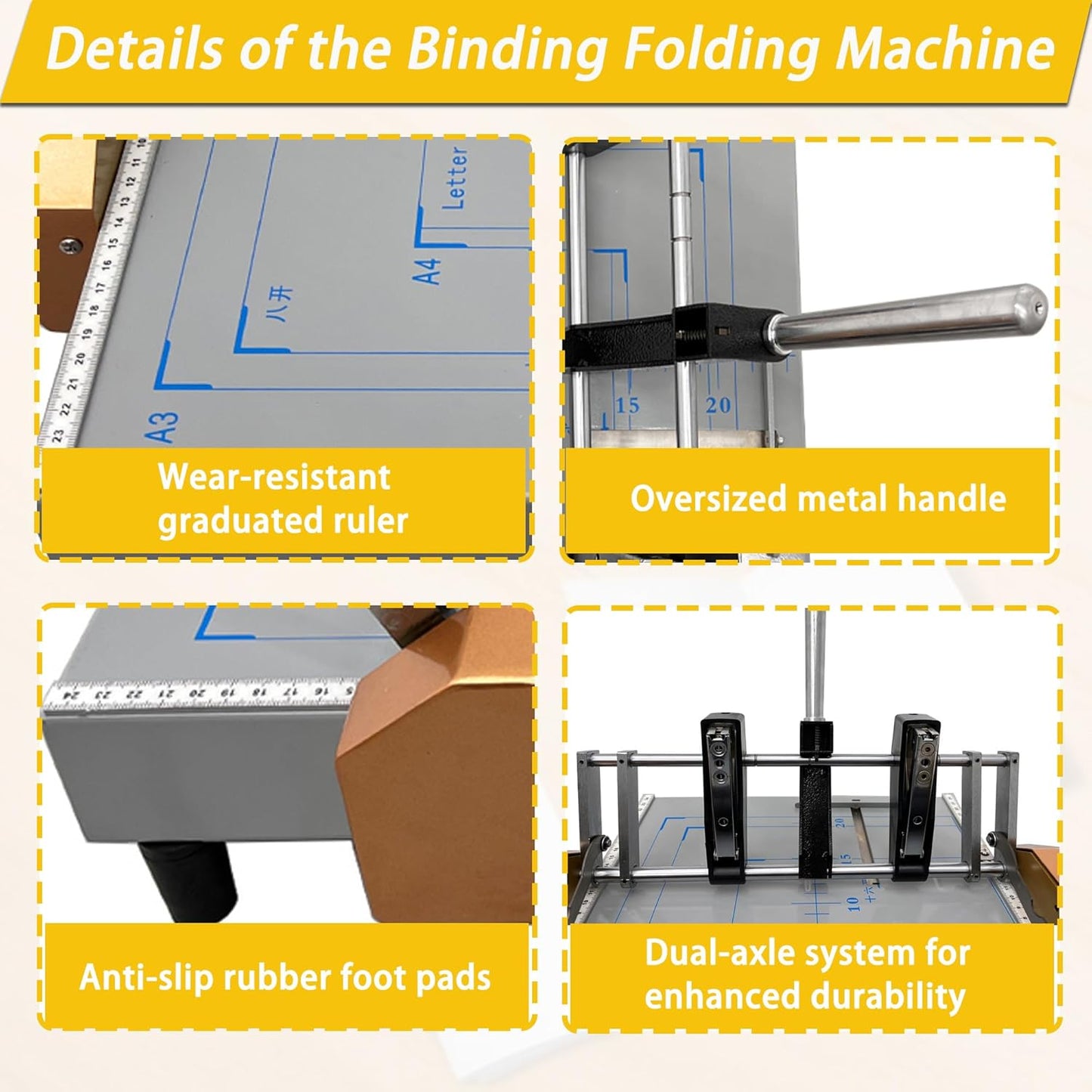Automatic Booklet Maker & Folding Machine 110V Professional Desktop Booklet Stapler 17 Sheet 80G Paper Capacity 5 Stapling Positions Dual Action Binding Folding for Book and Paper