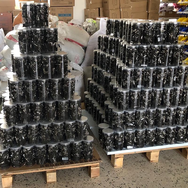 200PCS Binder Clips Paper Clamps Assorted Sizes (Black), Jumbo, Large, Medium, Small, Mini and Micro,6 Sizes with Box for Office, School and Home