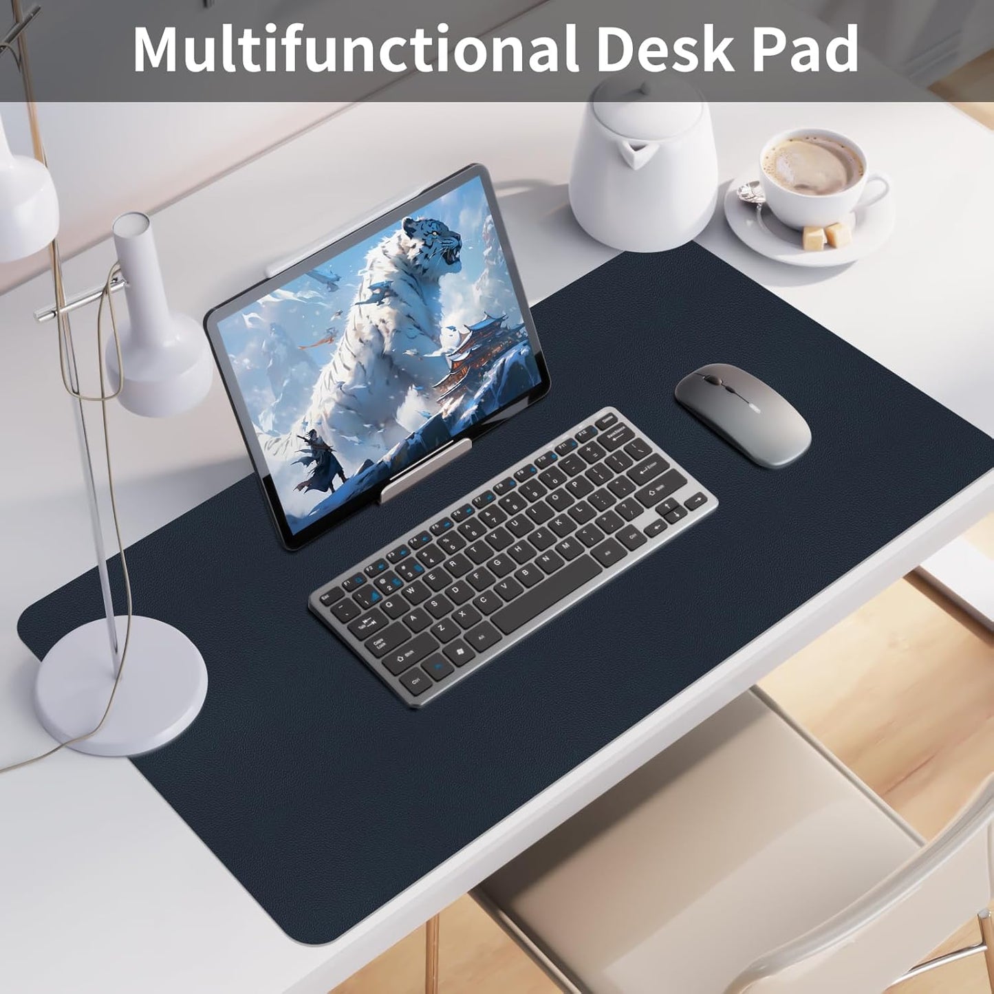 Bloss Dark Blue Desk Mat, Desk Matt for Desktop, Waterproof Large Leather Keyboard Mat, Computer Mat for Office/Home/Decor(31.5 x 15.7 Inches)