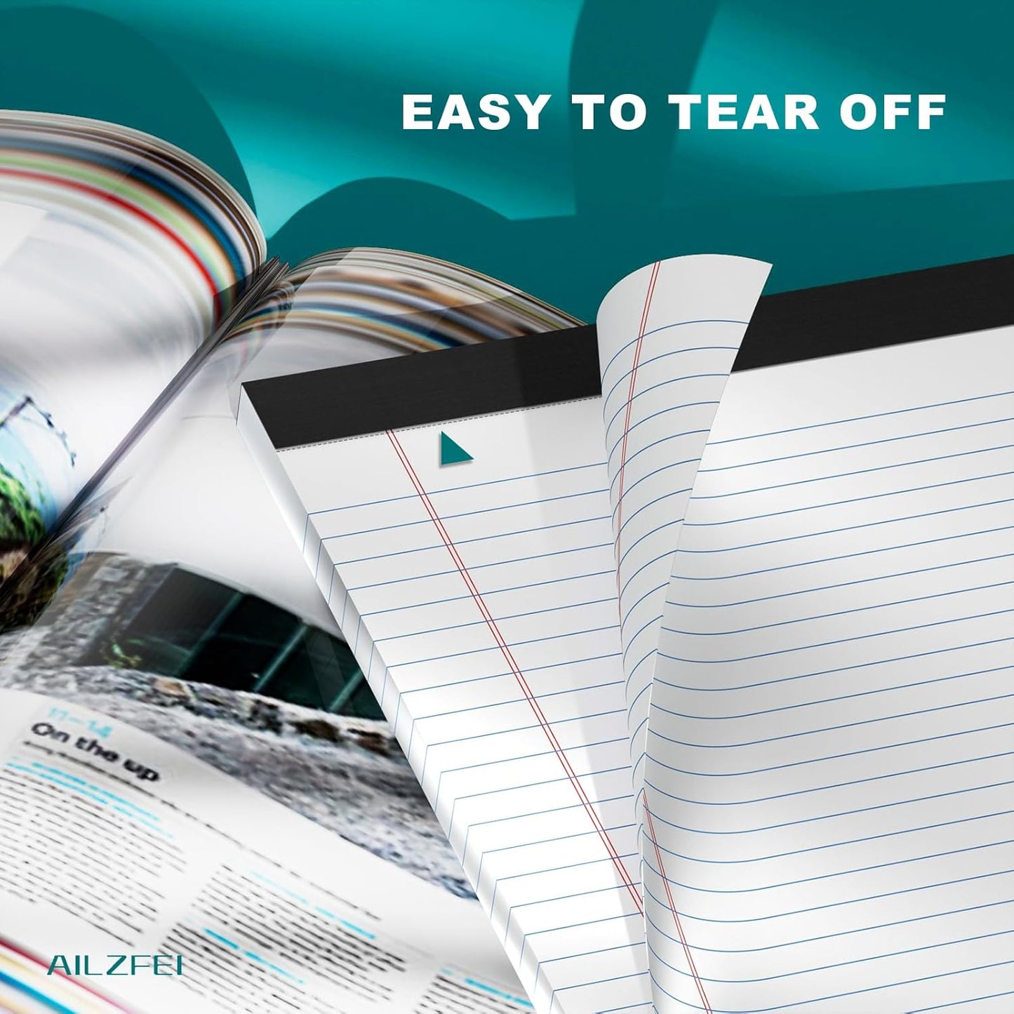 AILZFEI 300 Sheets White Legal Pads 8.5 x 11 Wide Ruled 6 Pack Notebook Paper Note Pad 50 Sheets per Notepad Perforated Writing Pad Study Back 8x11 Pads of Paper