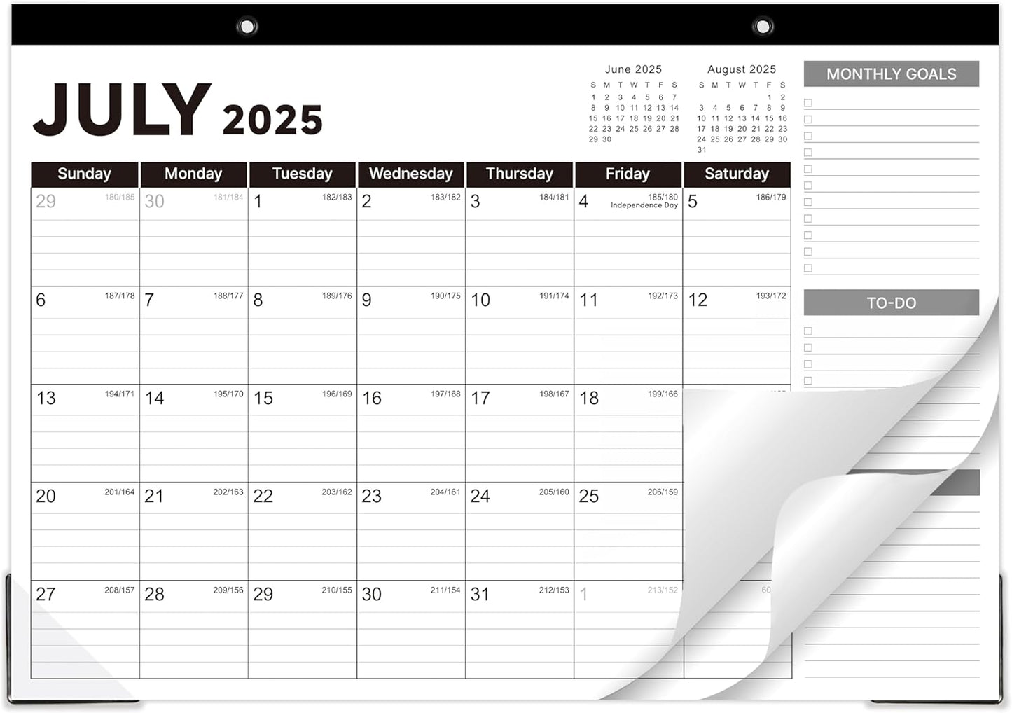 2025-2026 Desk Calendar - Desk Calendar 2025-2026, Jul. 2025 - Dec. 2026, 17"x12" Desktop Calendar with Notes, Corner Protector, Ruled Blocks
