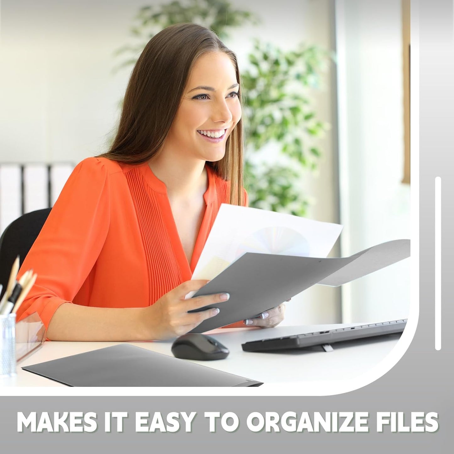 Henoyso 36 Pcs Plastic Folders with Clear Front Pockets Heavy Duty File Folders with 2 Pockets and Card Slot for Student Communication School Office Presentation Report (Dark Gray)