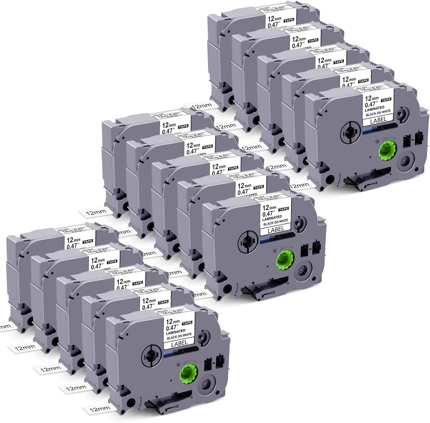 15Pack TZe TZ Tape 12mm 0.47 Laminated White Replacement for Brother P-Touch TZe-231 TZC-231 Label Maker Tape Compatible with Brother Label Maker PT-D210 PT-D220 PT-H110