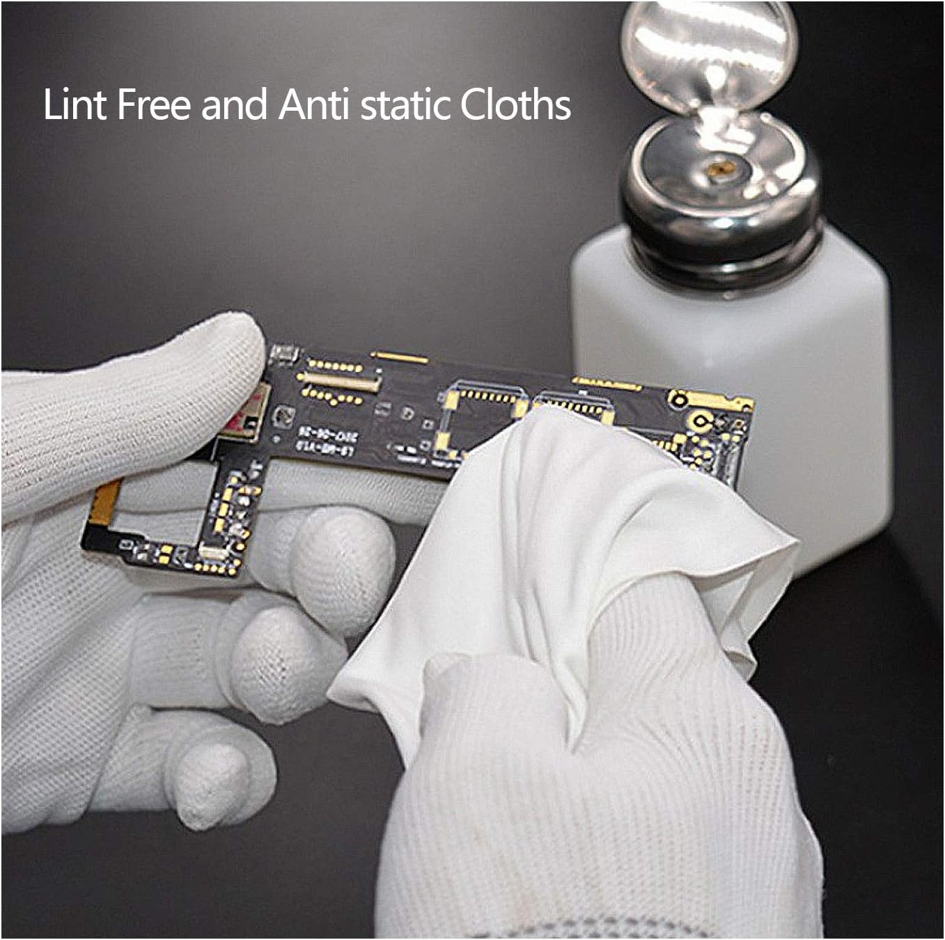 AAWipes Cleanroom Cloth Wipes 9"x9" (Bag of 150 Pcs) Double Knit 100% Polyester Wipers Lint Free Cloths with Ultra-fine Filaments, Laser Sealed Edge, Class 100 Cloths, Ultra-soft Wipes CP14009