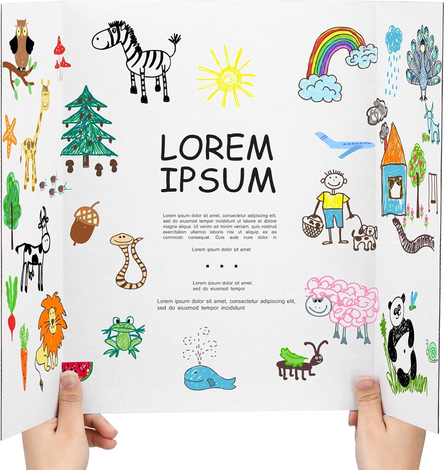 4 Pcs Trifold Poster Board, 21.5x14 inches Small White Poster Board Comes with Sticky Accessories, Corrugated Presentation Boards, Display Board for School Projects, Business Presentations