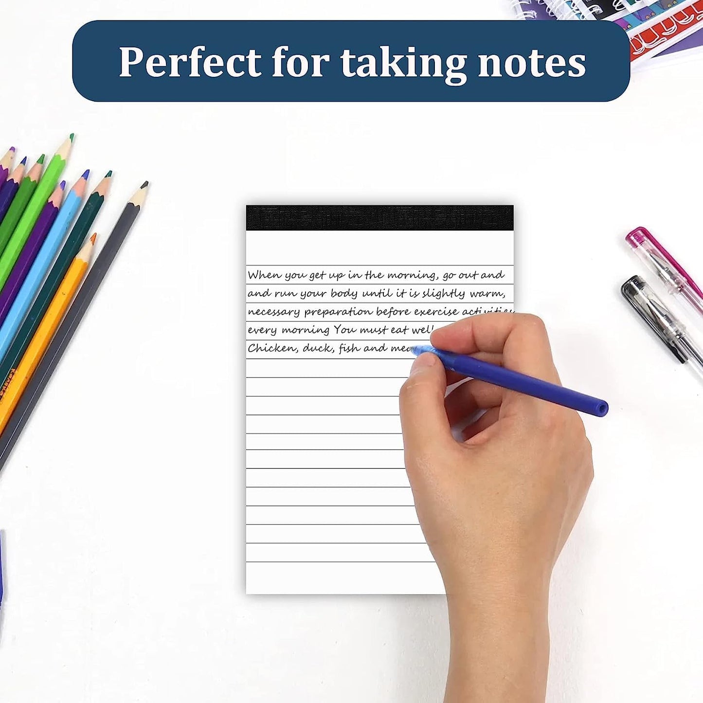 8 Pack Note Pads 4x6 Inch Paper of White Small Notepads for Work Study Lined Memo Pads Mini Pocket Notepad 4'' x 6'' Narrow Ruled Small Notebook Pads of Paper Refills for Office School Home Supplies