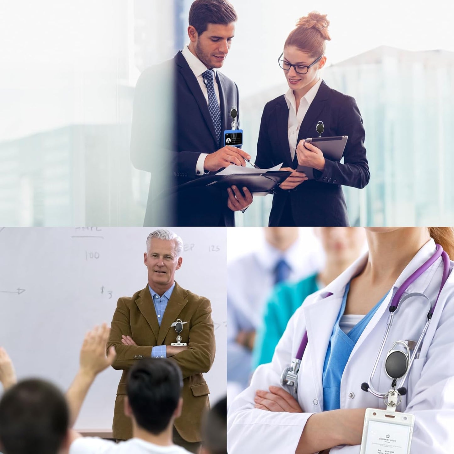 72 Pack Badge Reels Retractable Badge Holders with Clip Key Ring Liubeili Name ID Badge Clips Keychain for Nurse Doctor Employee Worker, Black