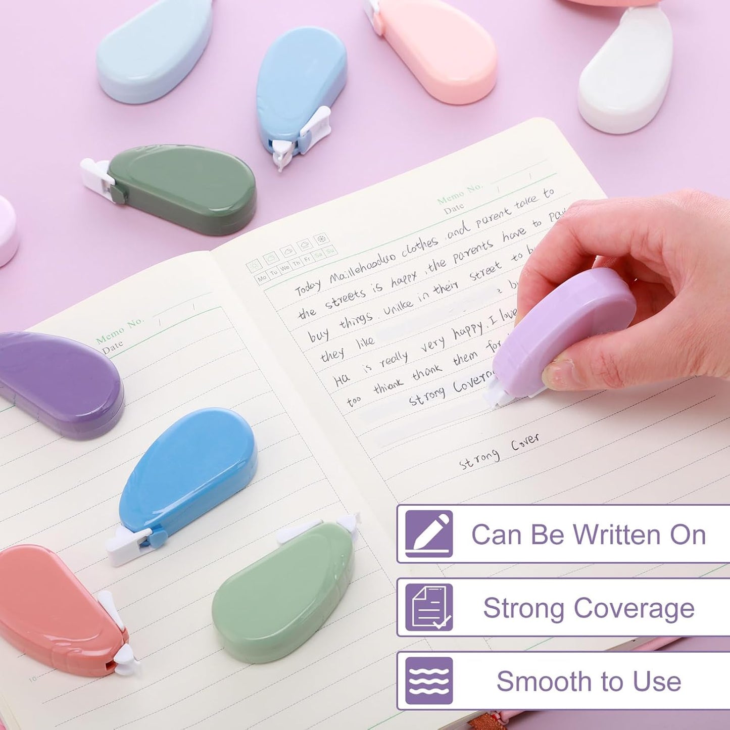 Chivao 100 Pack Mini Correction Tape Bulk Ink Corrector Eraser Tape Set Cute Aesthetic Colorful Instant Correction Applicator for Office School Student Stationery Supplies, 0.2 x 158 Inch (Pastel)