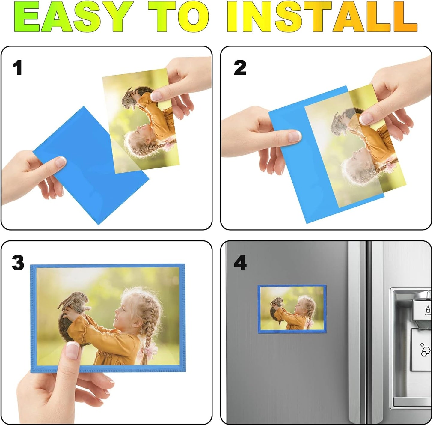 Blue Magnetic Picture Frame 4X6 for Refrigerator 10 Pack,Photo Magnets Sleeves