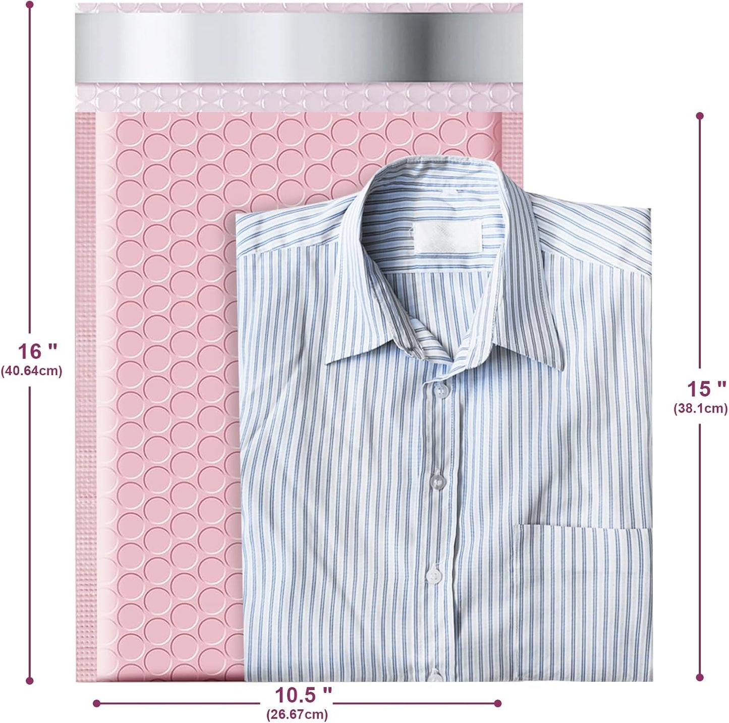 10.5x16 Poly Bubble Mailers #5 Padded Envelopes, 25Pcs Self Seal Mailing Envelopes Bubble Padded Mailers (Pink)