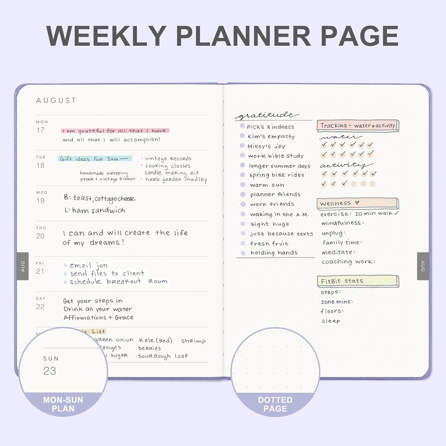 And Per Se 2026 Planner-Daily, Weekly & 15-Monthly Leather Hardcover Planner, 5.7" x 8", Daily Schedule, Monthly Tabs, 100 GSM Thick Paper, Back Pocket(Lavender)