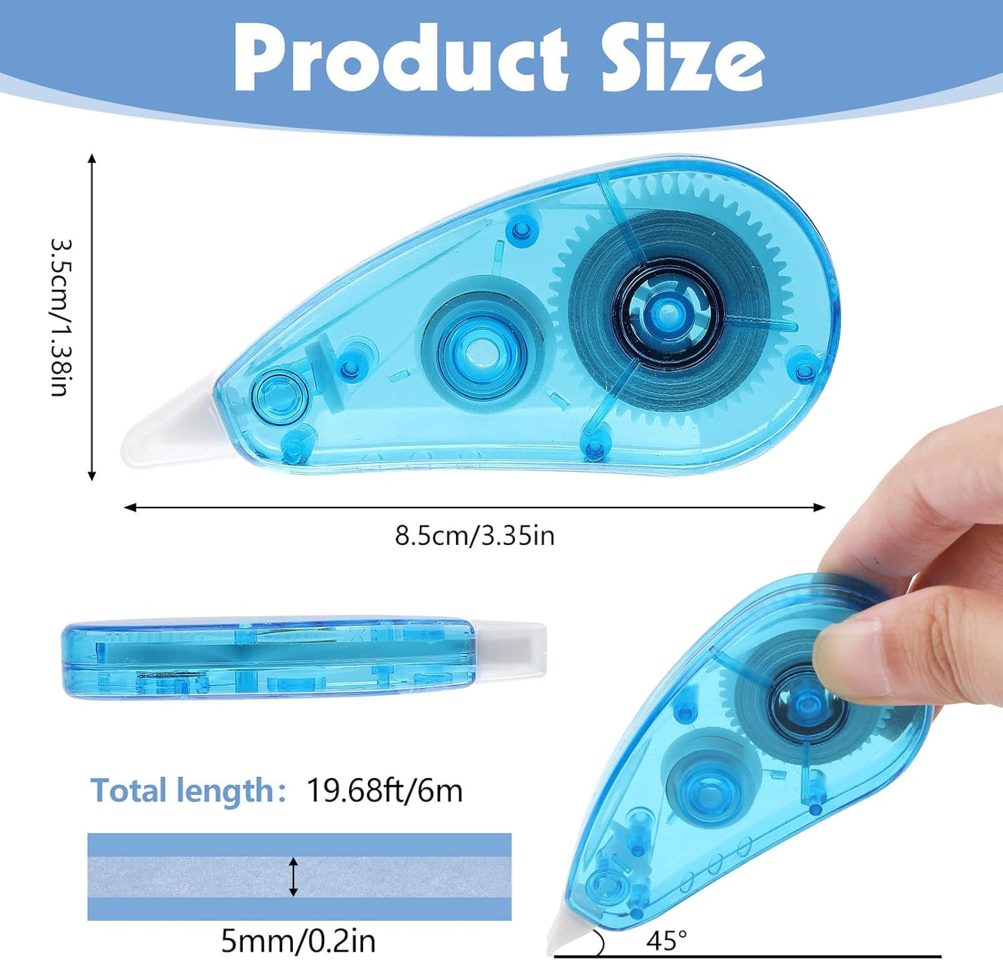 BESARME 12 Pack Correction Tape - Colorful 19.69 Ft Each Correction Tape Roller for Students & Office Supplies