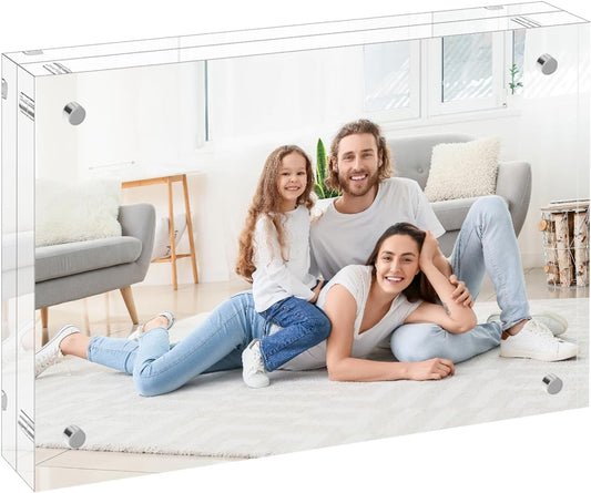 5x7 Acrylic Picture Frames 1 Pack, 10+10MM Premium Acrylic Photo Frame Magnetic Picture Frames Clear Double Holder-Sided, Free Standing Desktop Display, Best Gift for Family, Baby, Friend