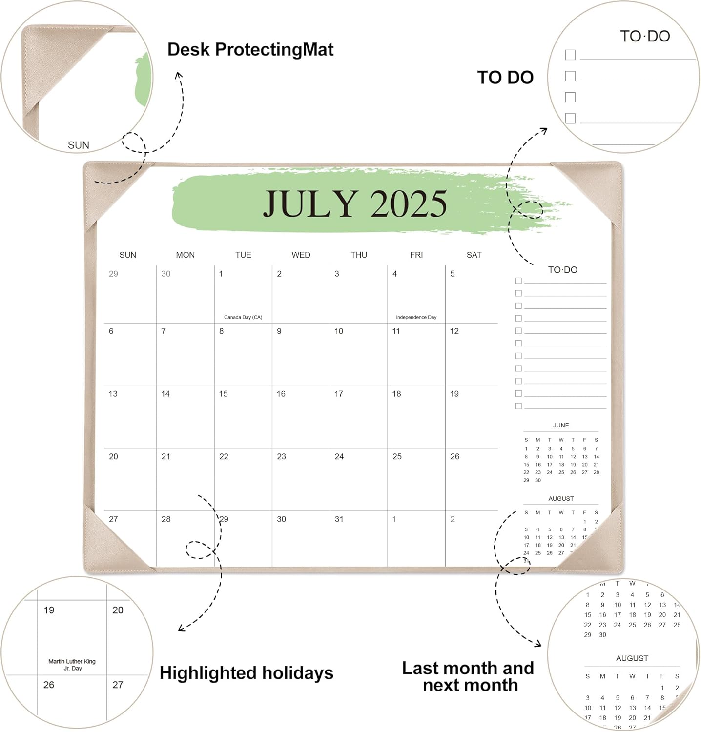Desk Calendar 2025-2026 – 18-Month Desktop Calendar from July 2025 to December 2026, for Office, School & Home Use – Large Teacher Desk Calendar 22x17 (Apricot)