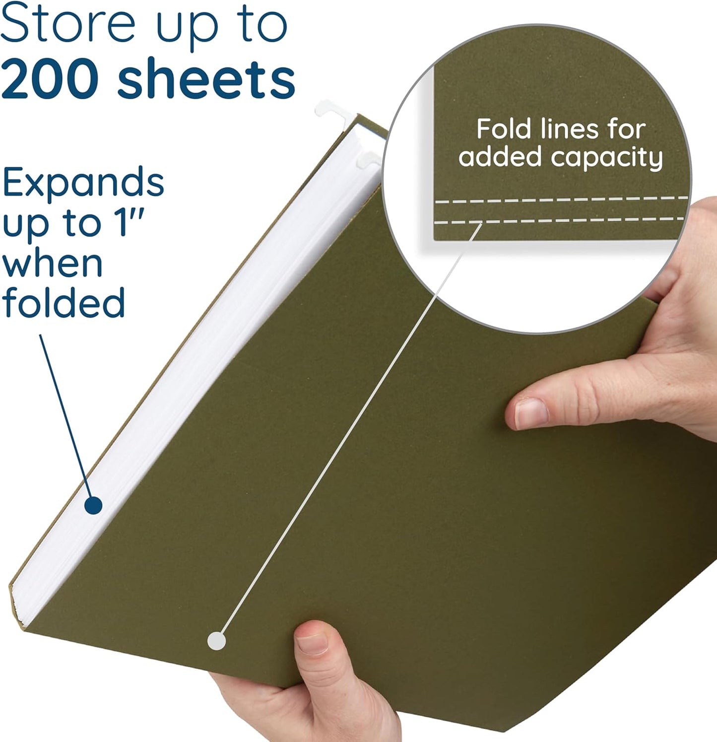 Blue Summit Supplies Hanging File Folders, 75 Pack, Reinforced Hanging Folders Letter Size, Standard File Folders for Filing Cabinet, Hanging File Organizer, Green