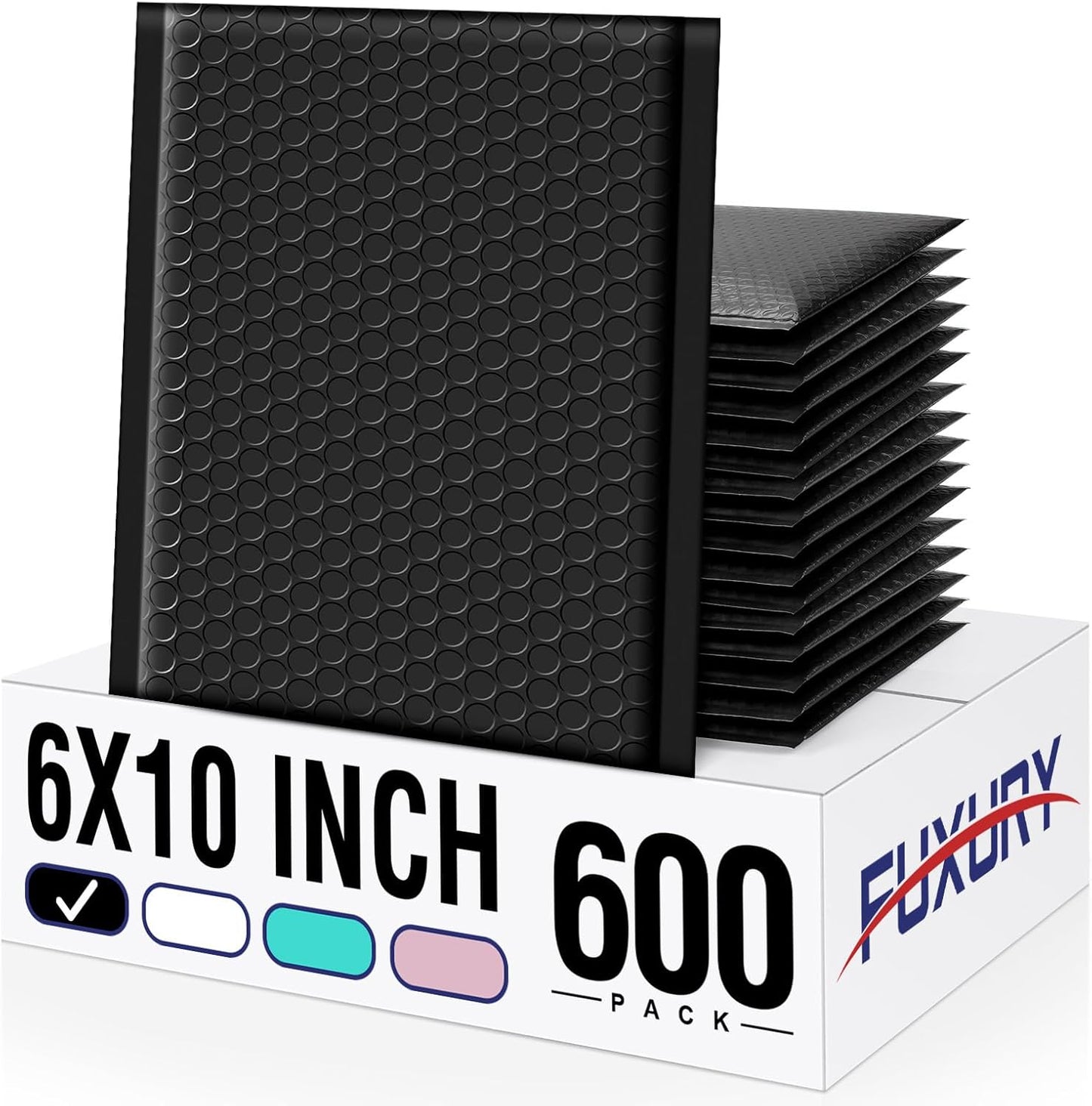 Fuxury Bubble Mailers 6x10“ 600 Pack Black Padded Envelopes Usable Size 6x9" Thick Mailing Envelopes Bubble Padded, Shipping Bags for Mailing,Packaging, Small Business, Boutique, Bulk #0