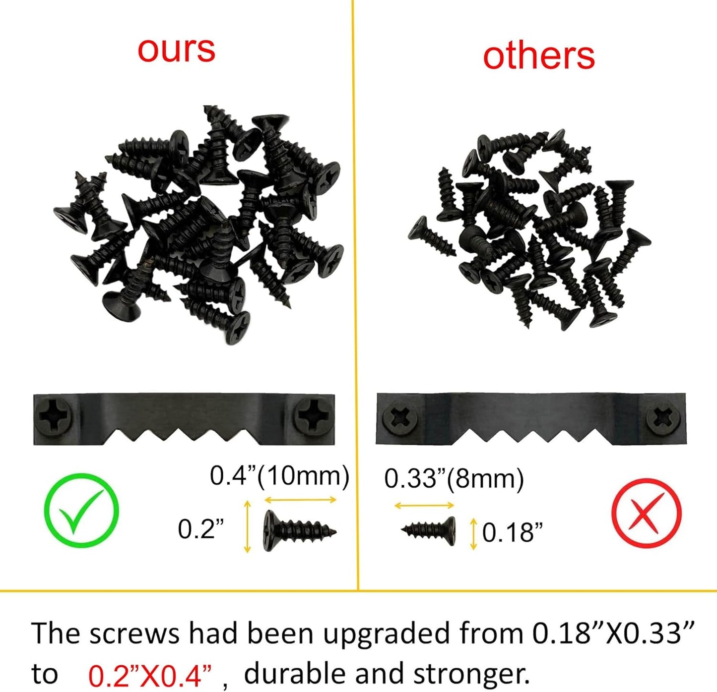 50 Pack Small Sawtooth Picture Hangers - Steel Picture Hanging Solutions with Screws, for Hanging Clock Paintings Artwork Frame Hooks (Black)