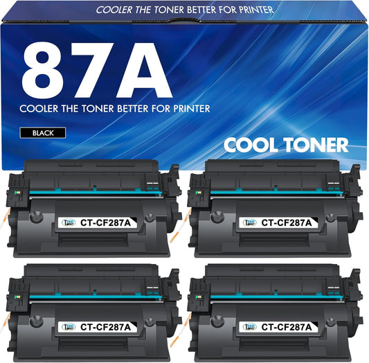 Cool Toner Compatible Toner Cartridge Replacement for HP 87A CF287A 87X CF287X for Enterprise M506dn M506n M506x M501dn MFP M527dn M527f M506 M501 M527 Series Printer Ink (Black, 4 Pack)