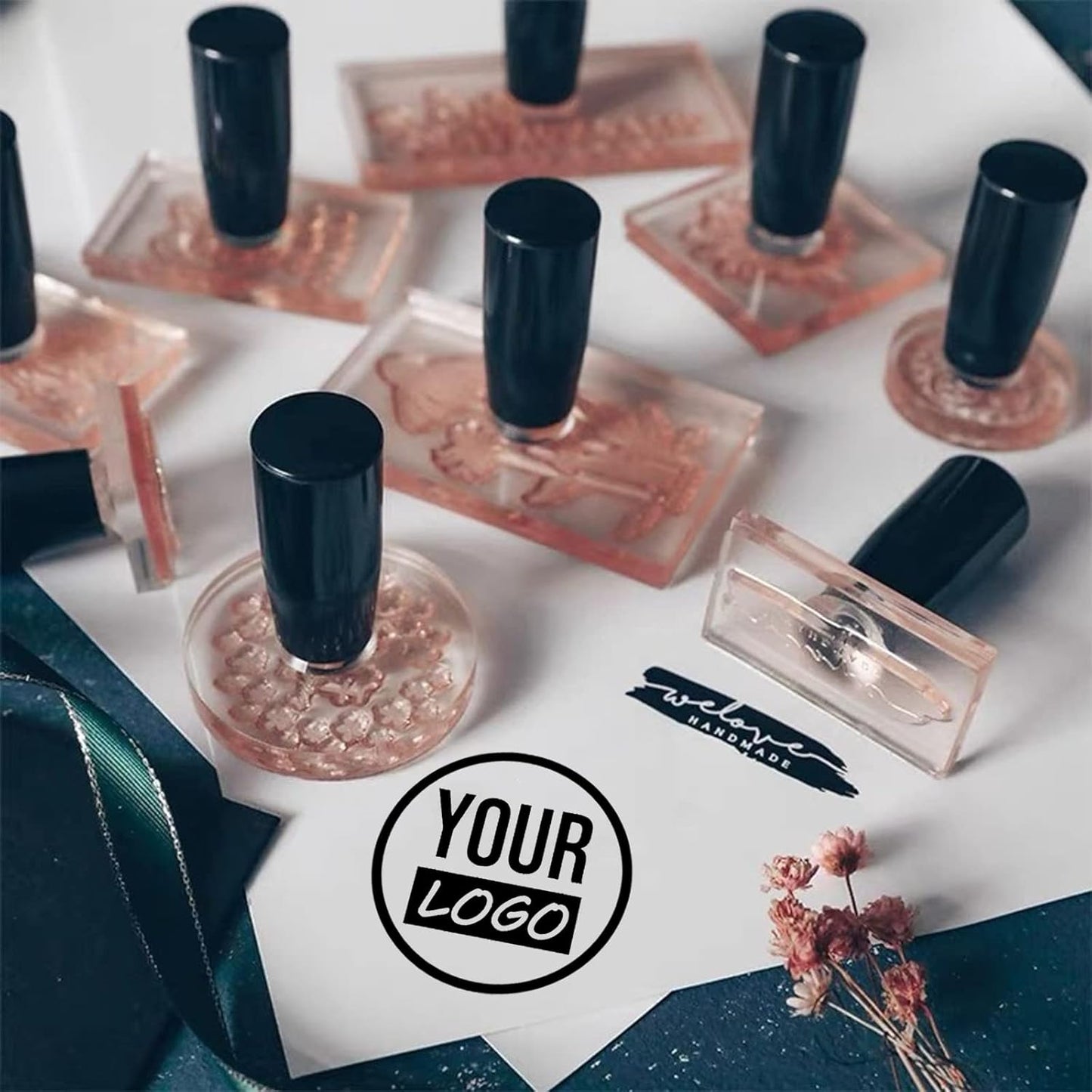 Custom Stamp with Logo Text - Personalized Rubber Stamp with Handle - Address Stamps for Business or Crafting - Rectangle 2"x4"