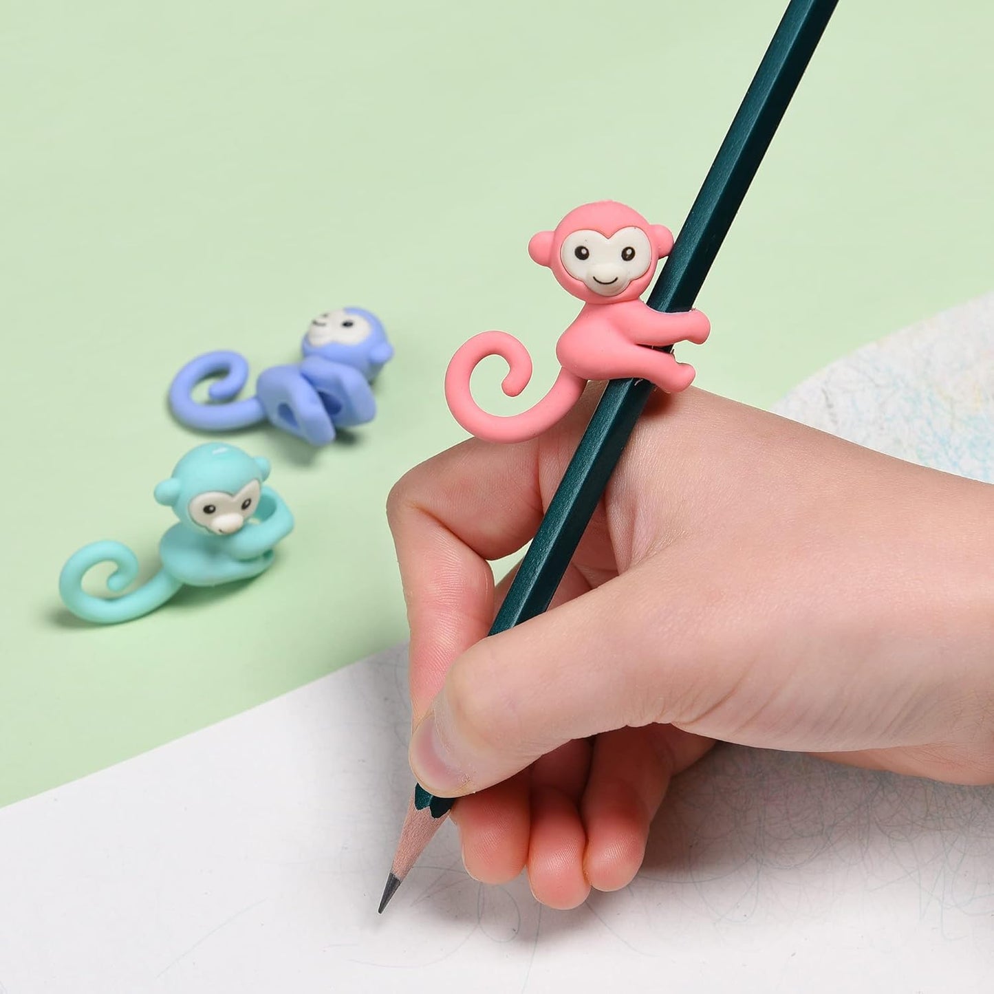 32 Pcs Pencil Eraser Toppers for Kids, 3D Cute Monkey Pencil Top Erasers Cap Erasers