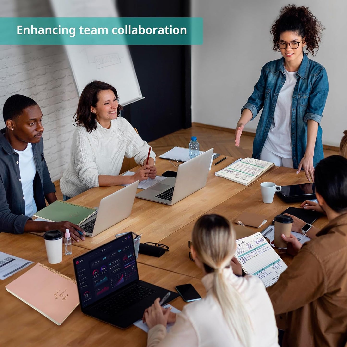 6 Pack of Meeting Notebook for Work Organization - Work notebook with action items, Meeting Minutes Planner Notebook, Perfect Office Supplies for Men & Women - Green