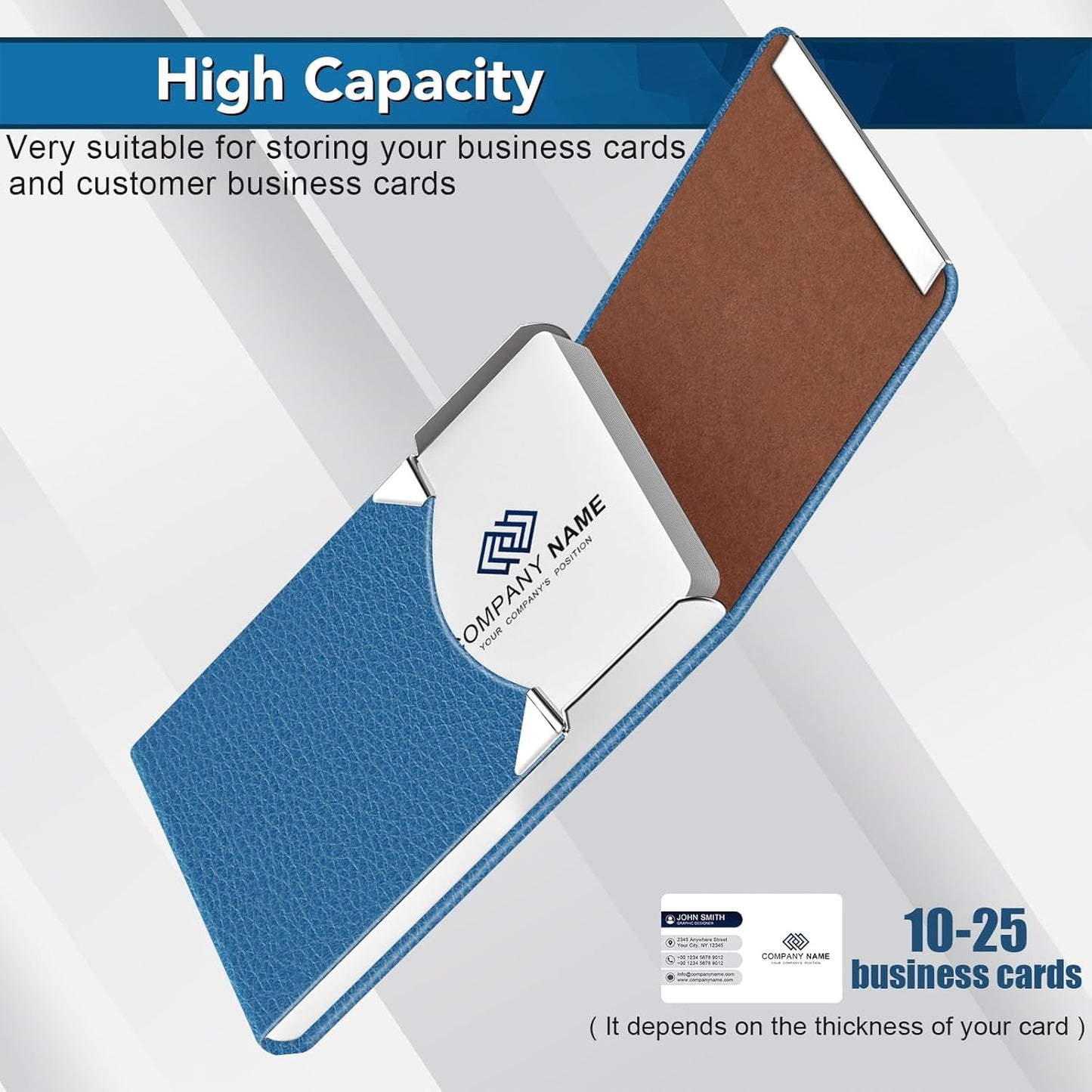 Business Card Holder with Ultra Slim Design, Business Card Case with Premium PU Leather, Suit Pocket Metal Card Holder for Women/Men, Magnetic Closure Quick Access Cards