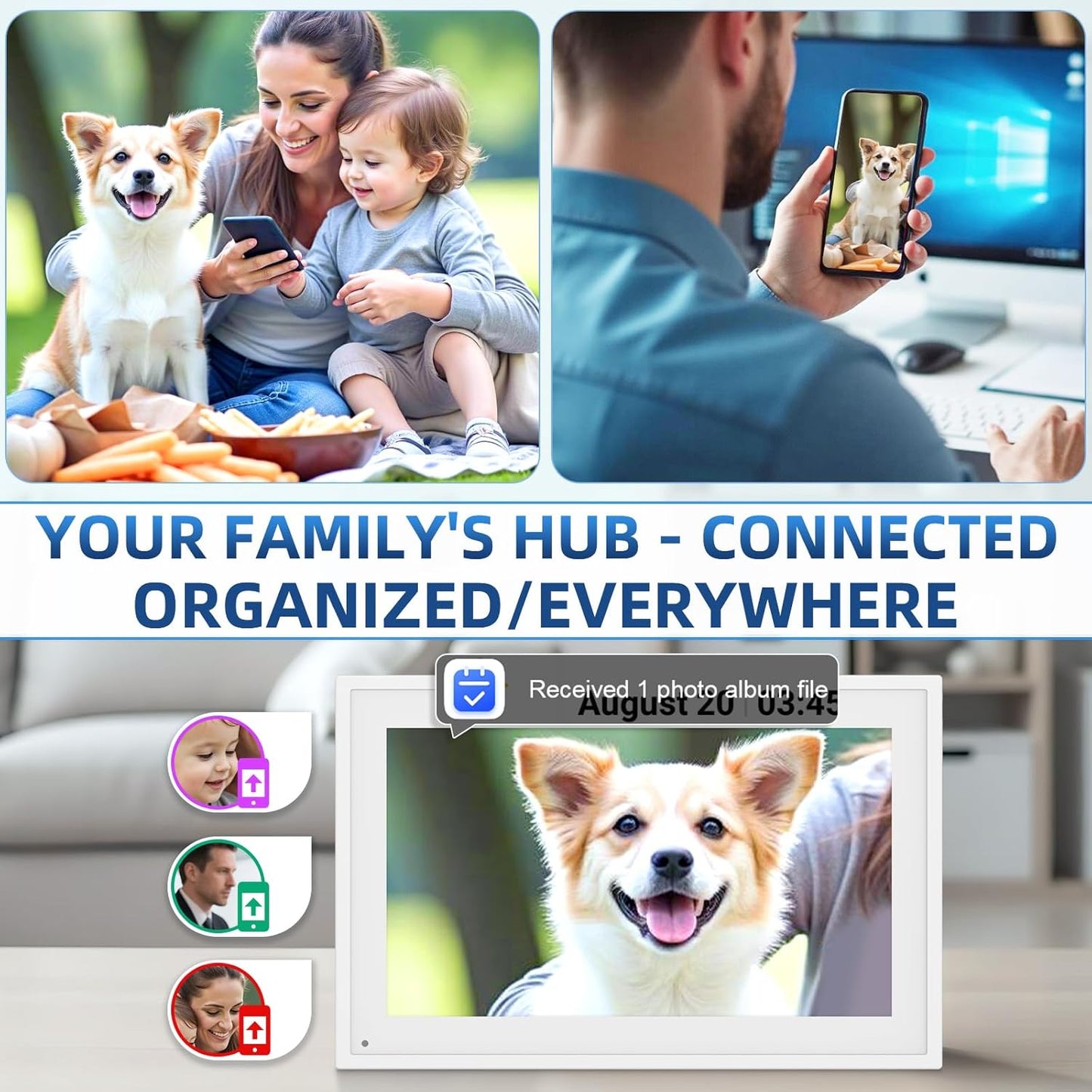 Calendar Digital 10.1 Inch, Digital Frame Combined Smart Touch Screen Electronic Wall Planner Family Organizer Chore for Family Schedules Gift for Mother Mom Women Grandpa