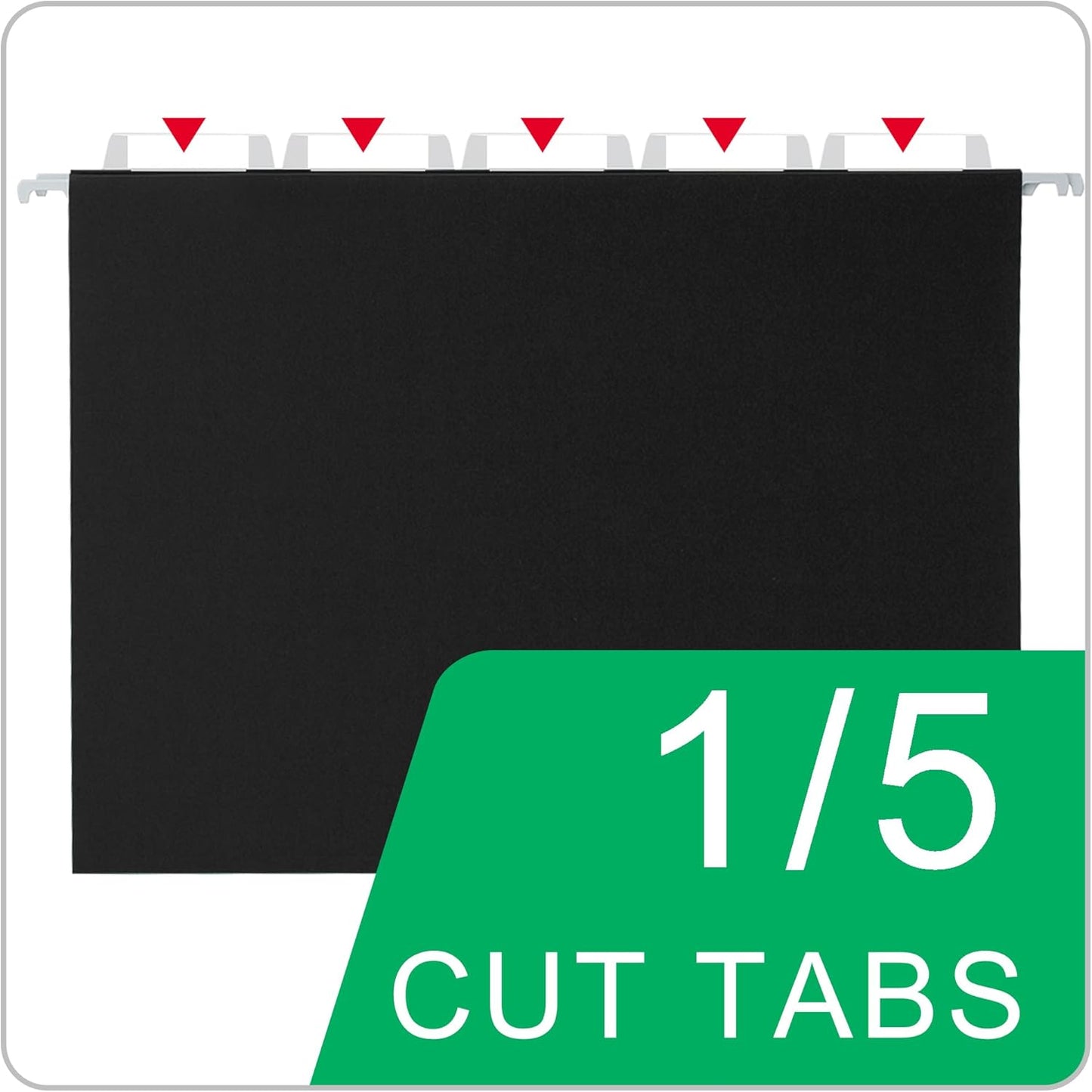 Black Hanging File Folders,25 Packs Letter Size File Folder,Designed for Bulky Files,Filing Cabinet,1/5 Adjustable Tabs for Office,School,Home