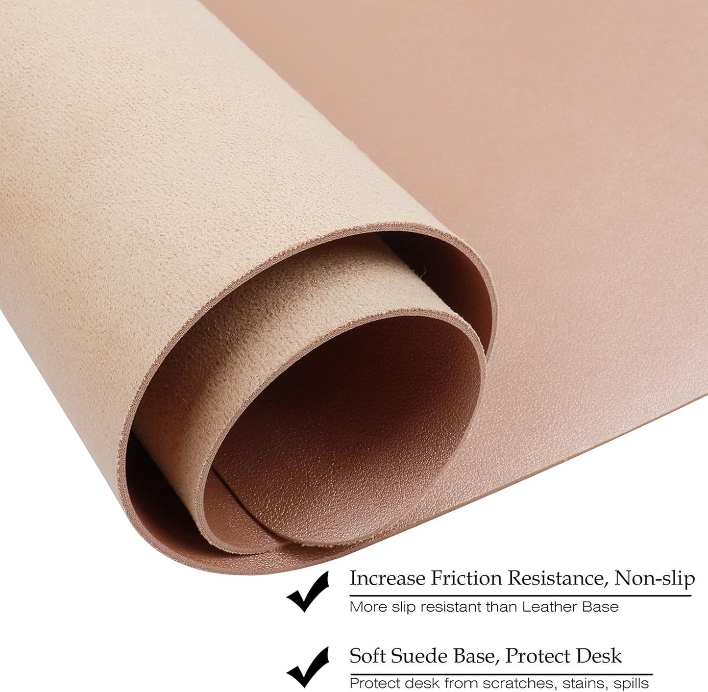 Boutilon Leather Desk Pad Protector,Non-Slip Mouse Pad,Laptop Desk Pad,Office Mouse Mat,Waterproof Leather Desk Blotter,Desk Writing Pad for Office and Home (M-Champagne,30"x14")