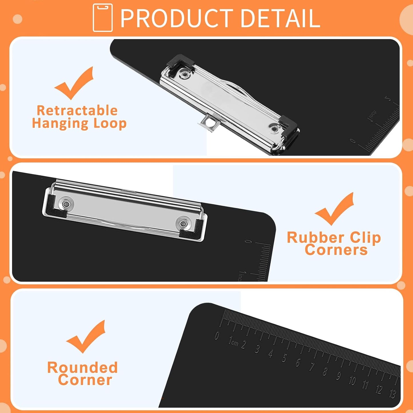 Black Clipboards, PANDRI 16 Pack Plastic Clipboards with Low Profile Clip 12.5 x 9 Standard Letter Size Clipboard for Classrooms Offices