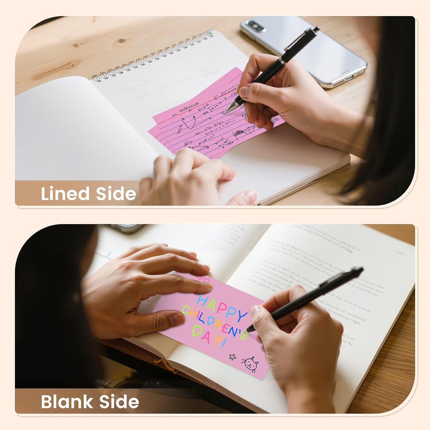 Index Cards 3x5 Inch, 300sheets, Flash Cards,Ruled Lined Pink Note Cards Paper For Studying, Schools Supplies, College, Office And Home Organization, Note Taking Supplies