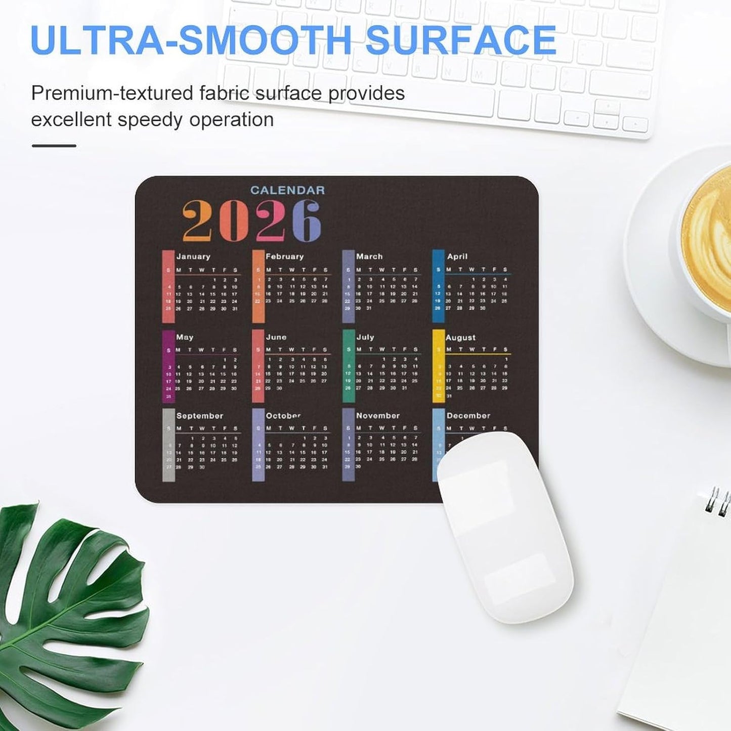 2026 Mouse Pad Calendar,Computer Mouse Pads Calendars Non-Slip Rubber Desk Mat Mousepad Gaming Office Keyboard Mat (9.45x7.87 in)