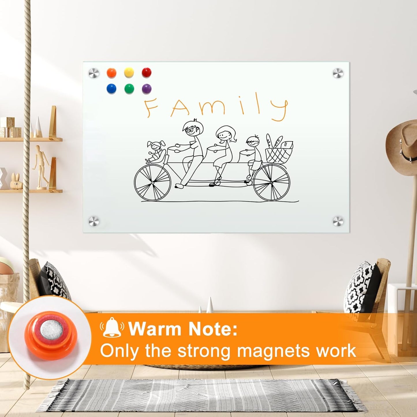 H-Qprobd Glass White Board for Wall Dry Erase Board 48" x 32" (2pcs) Magnetic Presentation Whiteboard for Home, Office and School