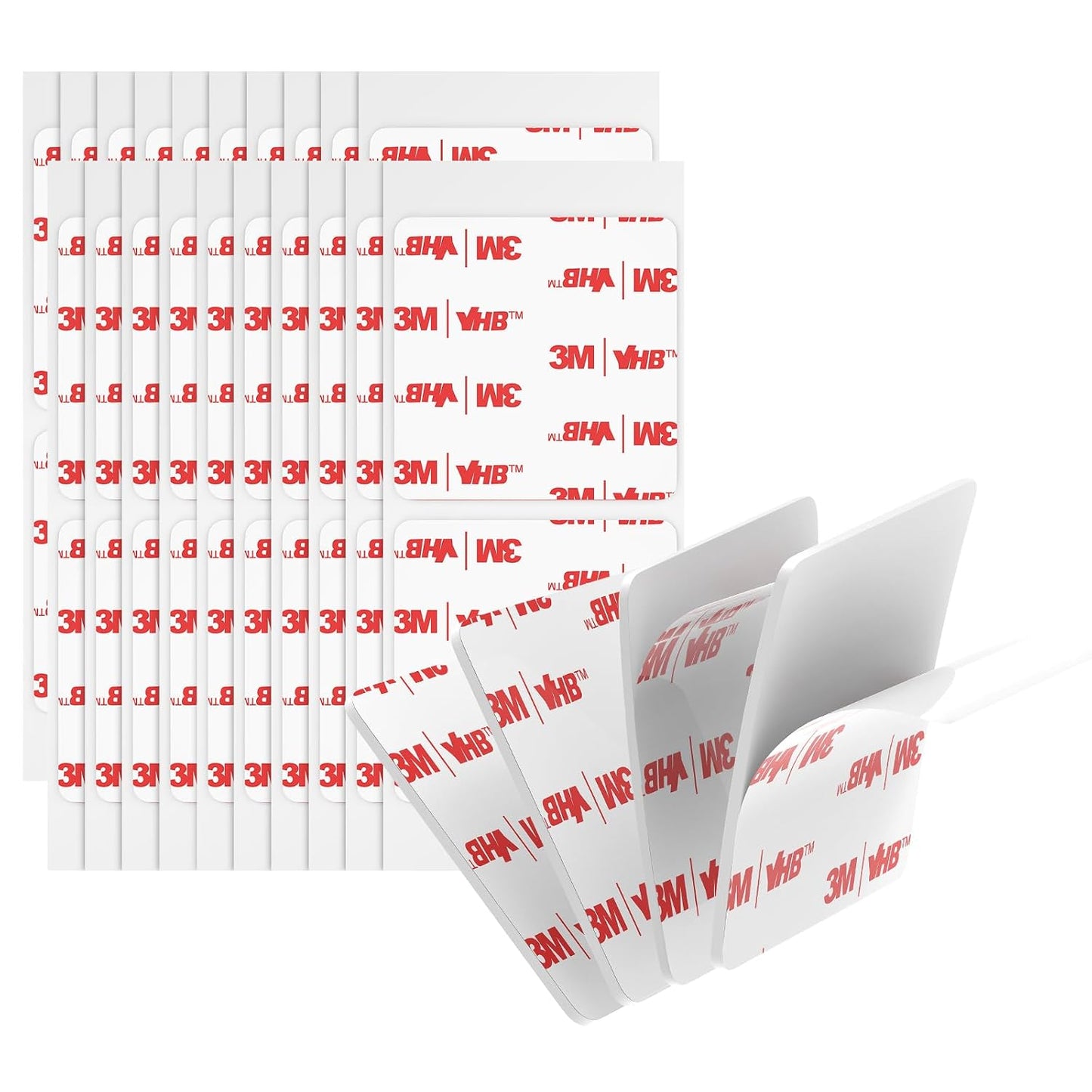 3M Double Sided Adhesive Pads Heavy Duty VHB 2" x 2" 0.025in Thick 40 PCS Square White 4930 Strong Adhesive Mounting Waterproof Foam Tape for Car Home Office Decor