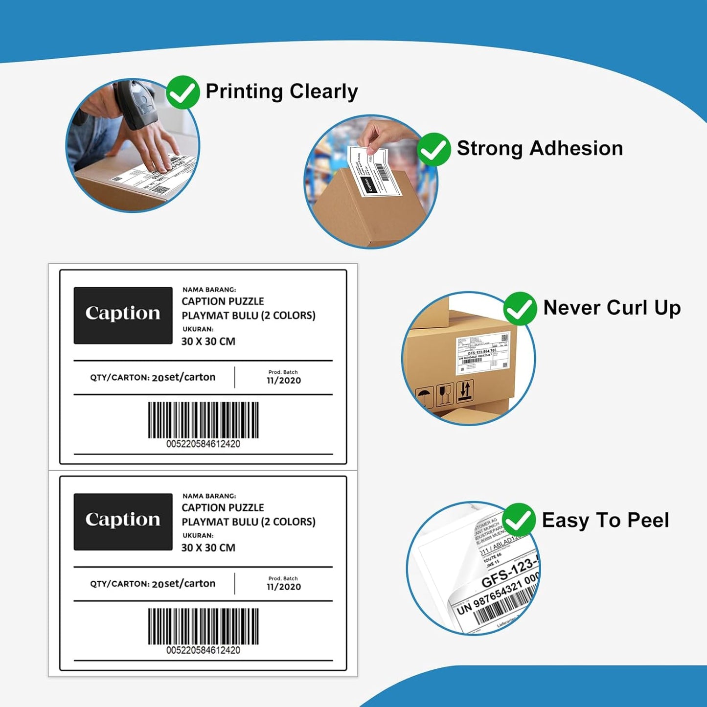 Half Sheet Self Adhesive Shipping Labels for Laser & Inkjet Printers 8.5" x 5.5", White Blank Mailing Labels Strong Adhesive Sticker Labels (100 Sheets,200 Labels) （HB-R002）